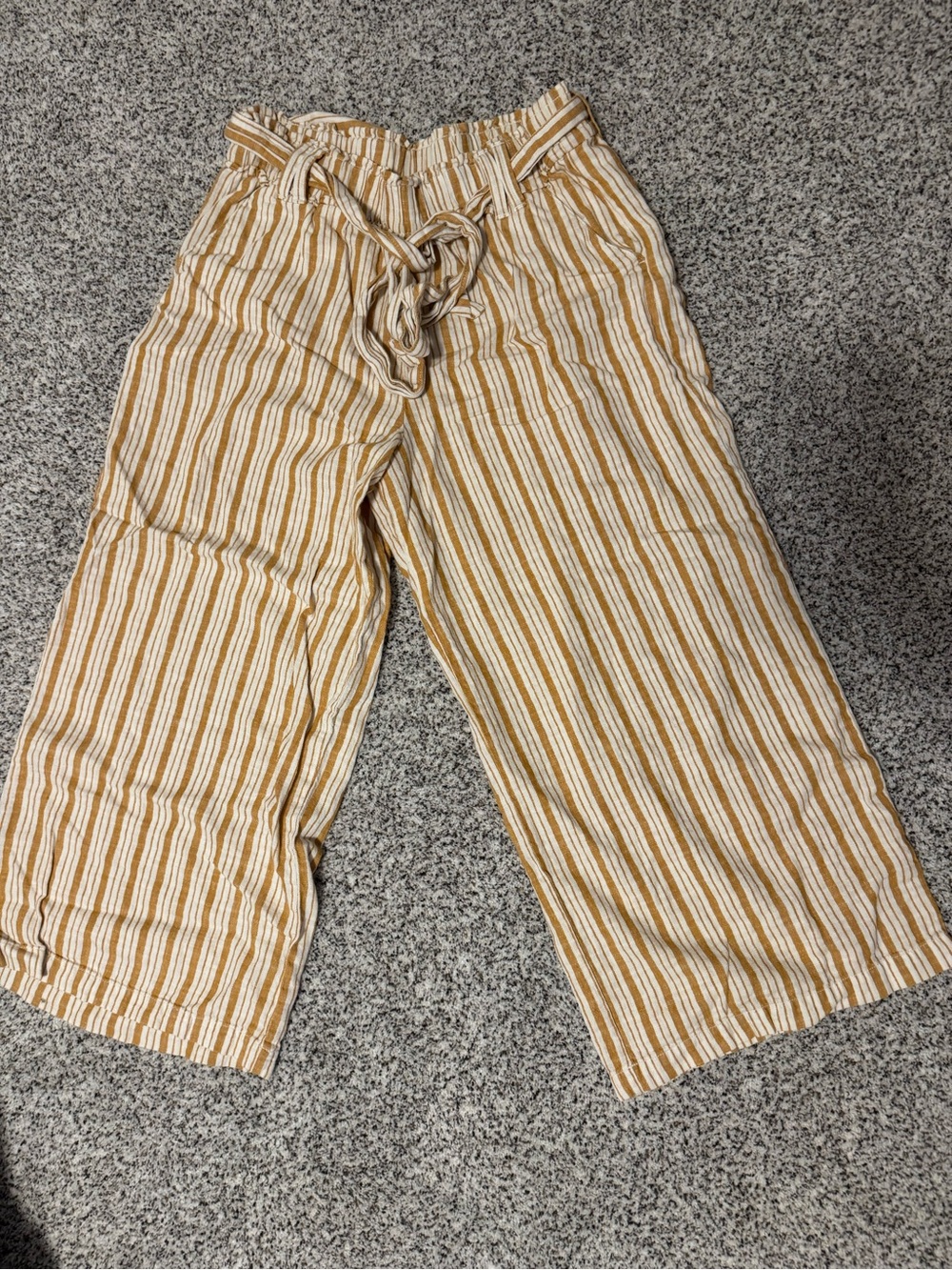 a.n.a Mustard and White Striped Wide-Leg Pants